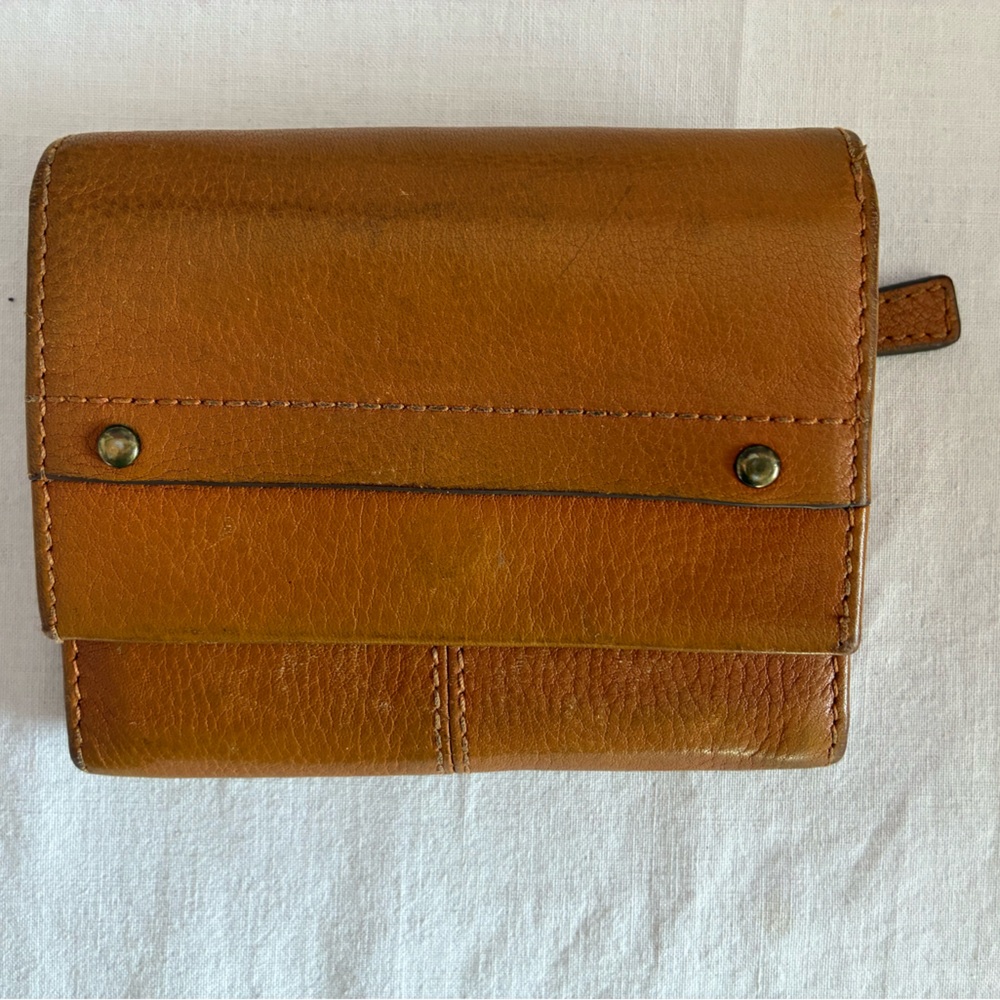 M & S Leather Small Wallet in Ochre 4.72”x4”